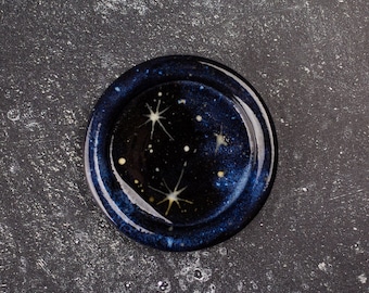 Ceramic galaxy and stars incense burner plate