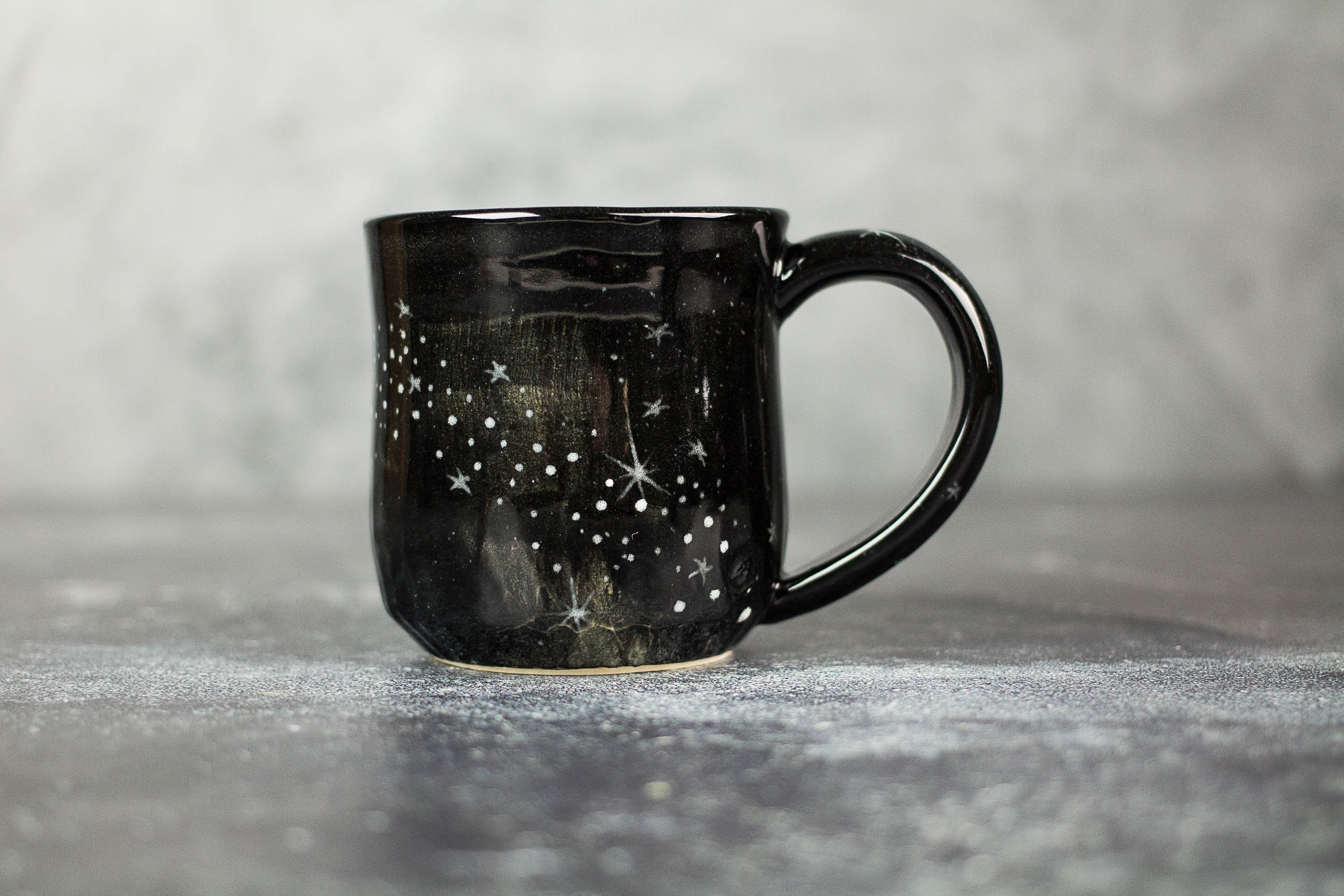 Galaxy Coffee Mug Cosmic Lover Gift, Hand Painted Starry Night Glass Mug,  Custom Blue Mug 