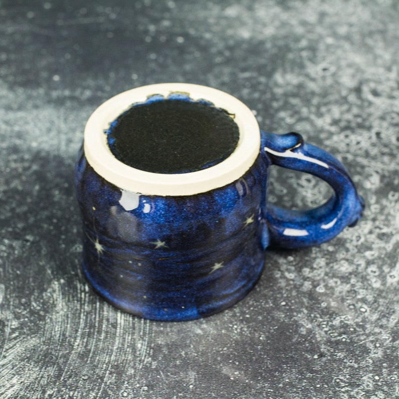 Ceramic starry night galaxy mug or with cosmic blues, Cupfor coffee, tea, and espresso image 5