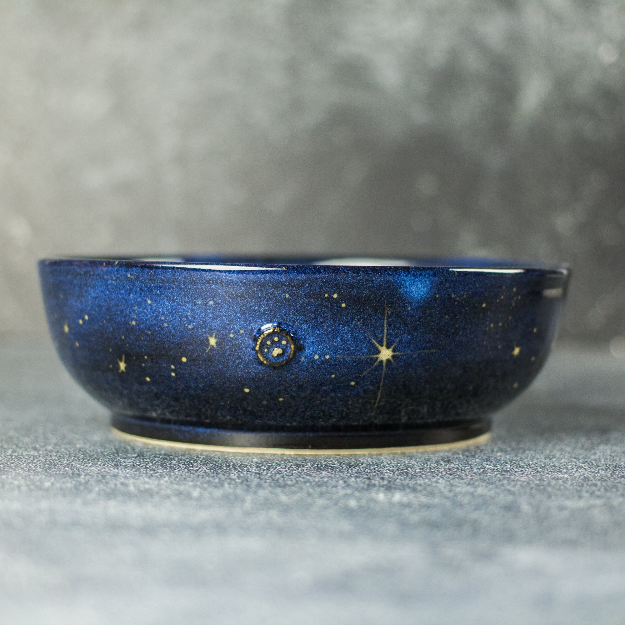 Ceramic Galaxy Cat/Dog Bowl Handcrafted Cosmic Pet Dish