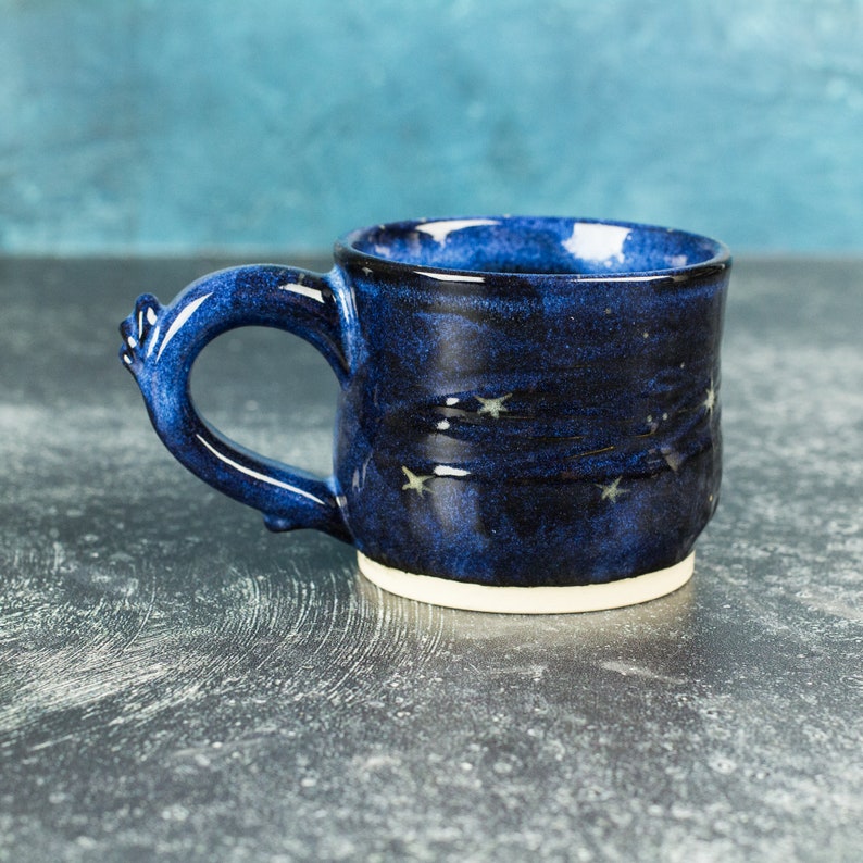 Ceramic starry night galaxy mug or with cosmic blues, Cupfor coffee, tea, and espresso image 4