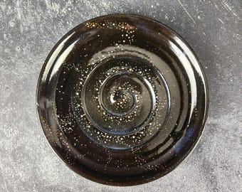 Ceramic Whisker Fatigue Cat Bowl: Hand-Glazed Cosmic Galaxy Dish