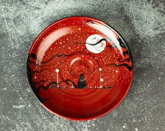 Handcrafted Ceramic Cat Bowl: Whisker Fatigue Relief, Shallow Dish, Cat Gift