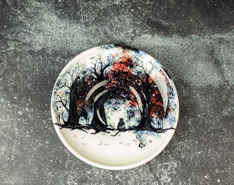 Handcrafted Porcelain Cat Bowl: Whisker Fatigue Relief, Shallow Dish, Cat Gift