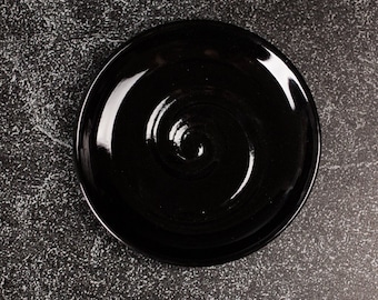 Ceramic Whisker Fatigue Cat Bowl: Black Kitty Treat Dish (4.5-5")