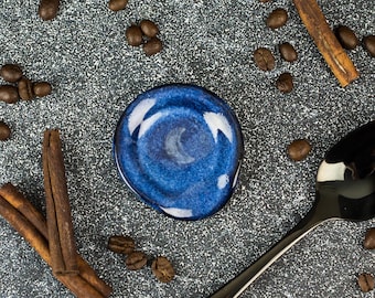 Ceramic cosmic starry galaxy coffee spoon rest, Galactic spoon holder, Stocking stuffer