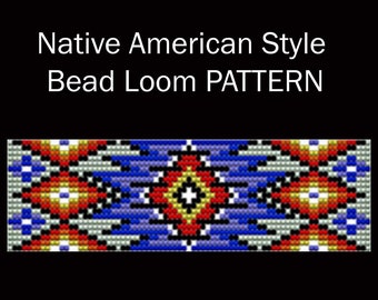Chunky Colorful Native America Style Bead Loom Pattern Stripes & Diamonds, Loom Bead Bracelet Pattern