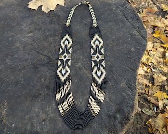 Cherokee Style Native American Bead Necklace Inspired, Bead Loom Necklace, Indian Style Loom Bead Jewelry, Native America Style Necklace