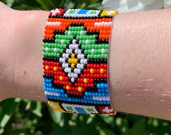 Colorful Mexican Bead Loom Bracelet, Loom Bead Bracelet, Native America Jewelry, Native America Bead Jewelry, Southwestern Bead Bracelet