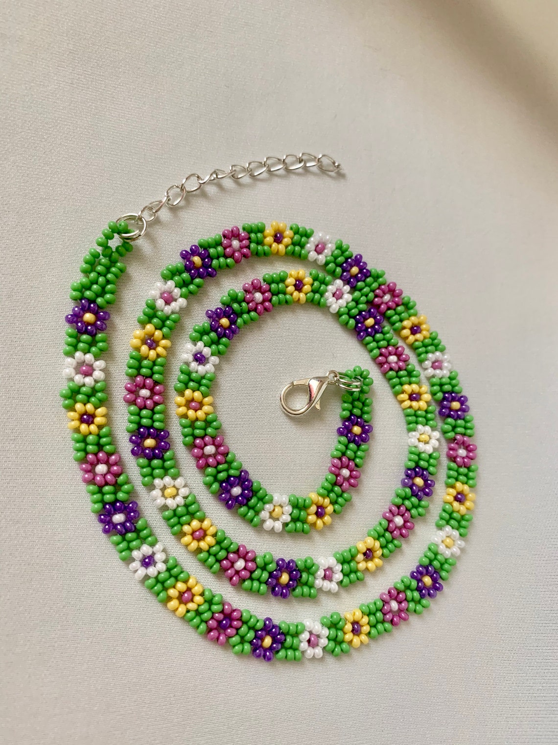 Colorful Flowerpower Beaded Daisychain Anklets Thin Beaded Etsy