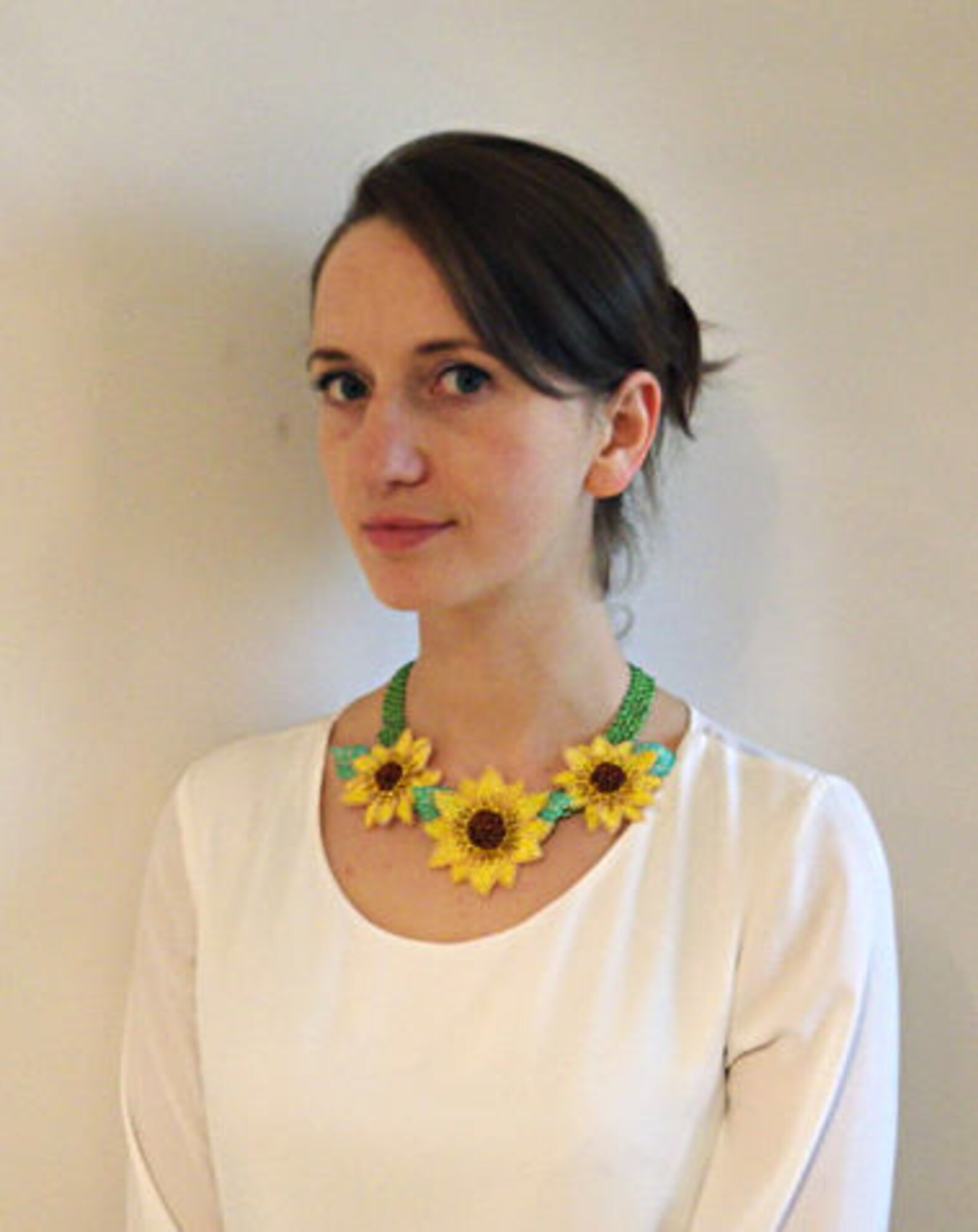 Beaded Sunflower Necklace Ukrainian Bead Jewelry Beadweaving Etsy