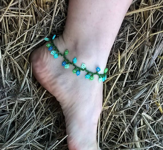 Pretty Colourful Mix Daisy Chain Flower Beaded Boho Anklet Ankle Bracelet Gift 