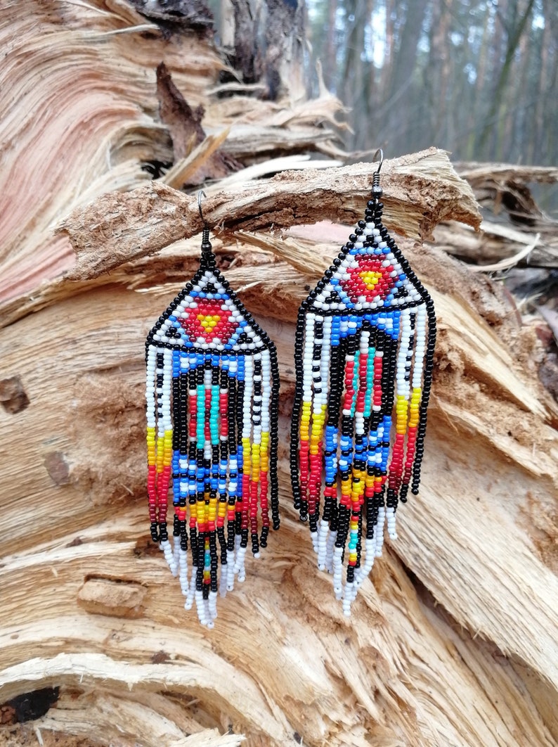 Native America Inspired Bead Earrings Native American Style - Etsy