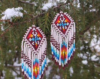 Orecchini A Goccia Etnici Artigianali - Verdi E Grigi In Vetro E Ottone - BEADS CORNER