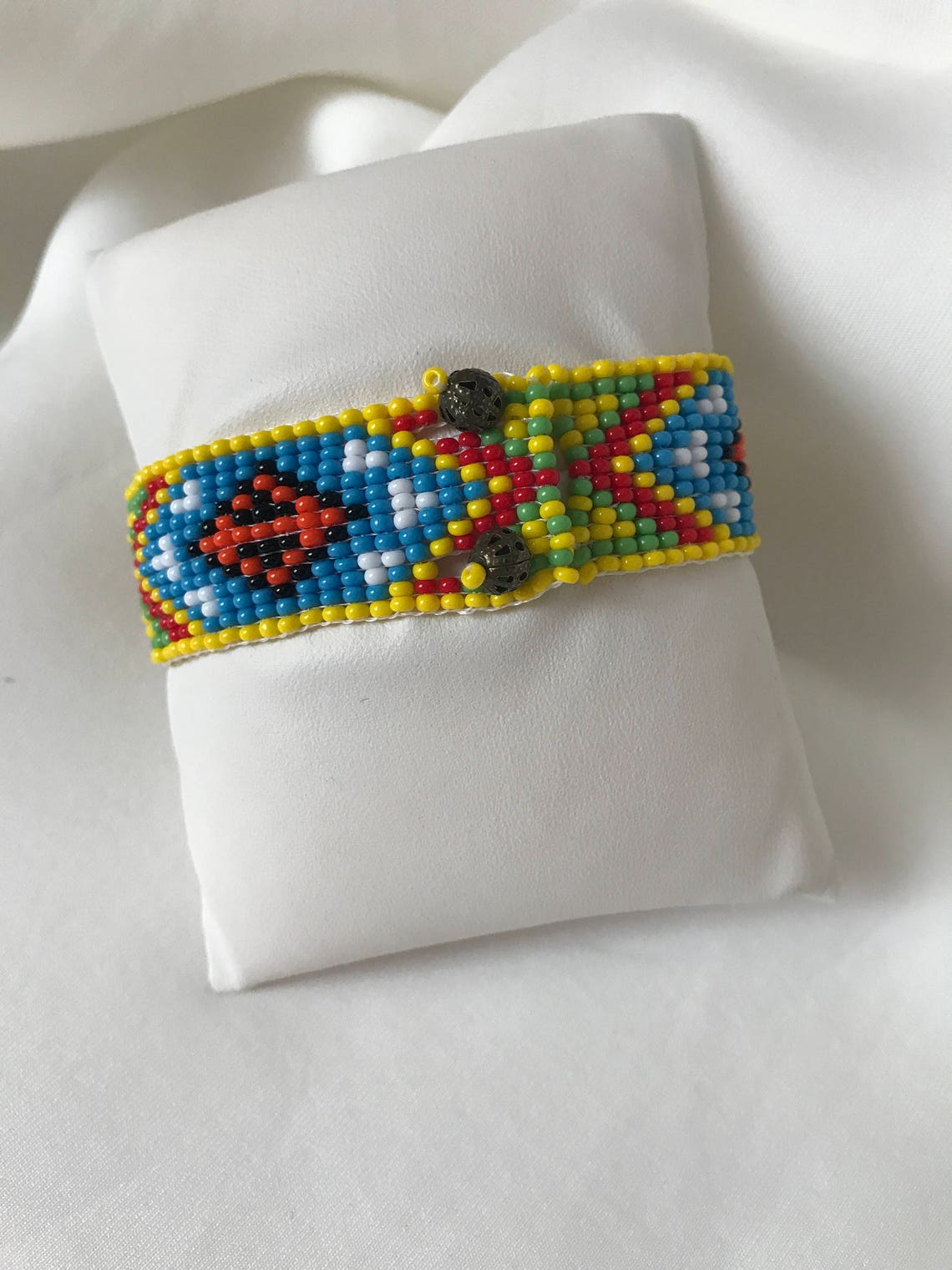 Yellow Native America Style Bead Bracelet Bead Loom Bracelet Etsy
