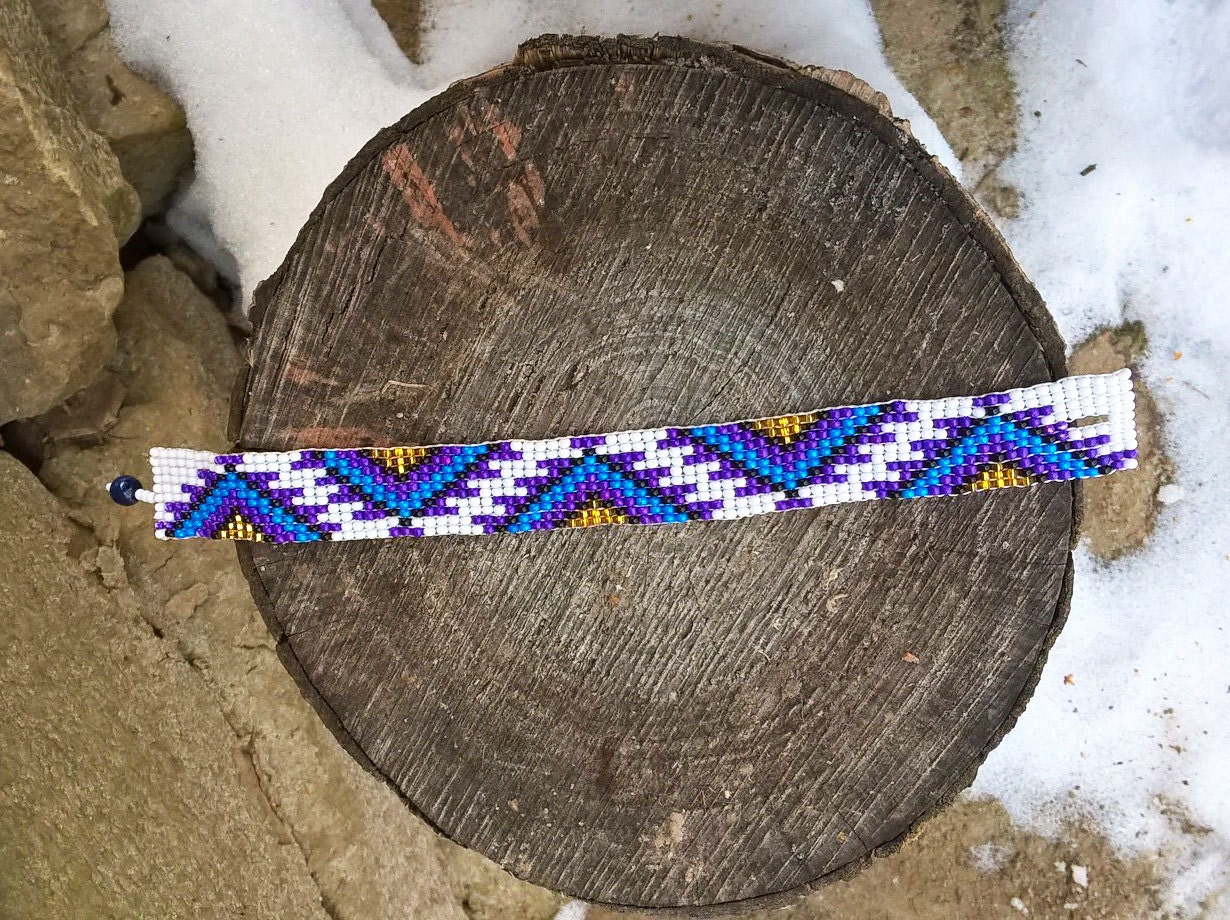 Violet Native America Style Bead Bracelet Purple Bead Loom - Etsy