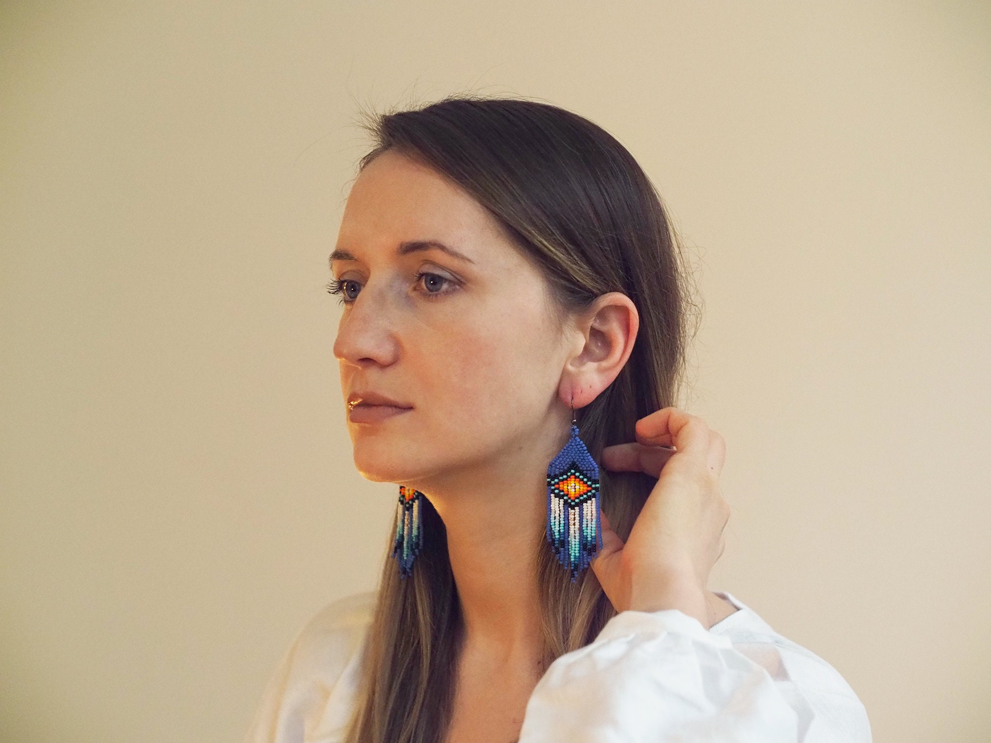 Feather Native America Style Bead Earrings Native American - Etsy Canada