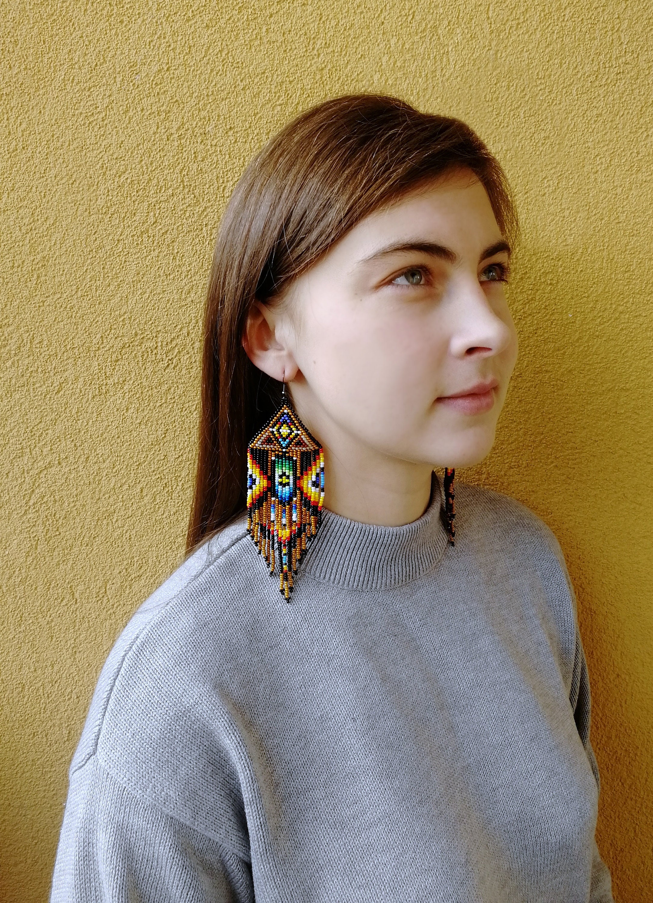 Cherokee Style Native America Inspired Bead Earrings Native - Etsy