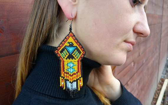 Beaded eagle deals earrings