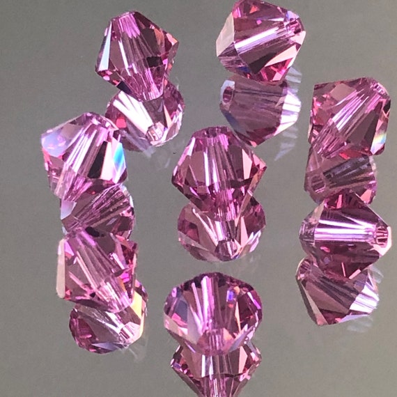 Swarovski Crystals Choice of 4mm & 6mm Pink Bicone Beads | Etsy