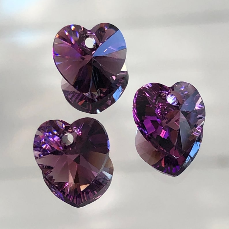 6 pieces 10mm Swarovski XILION Heart Pendants Crystal 6228 6202 ROSE AB