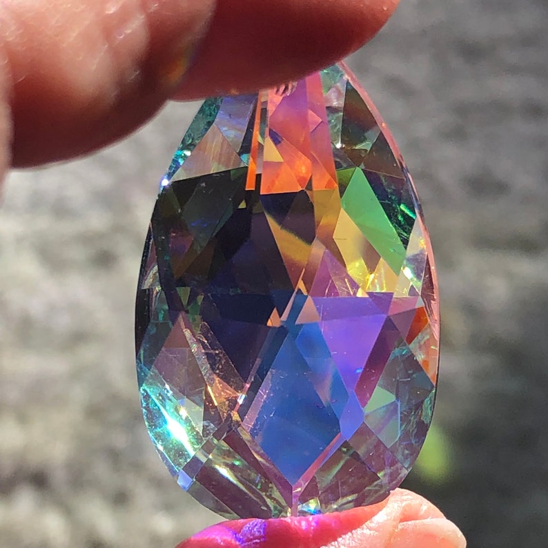 Prism Crystal AB ASFOUR Teardrop Prism Pendant Crystal Etsy