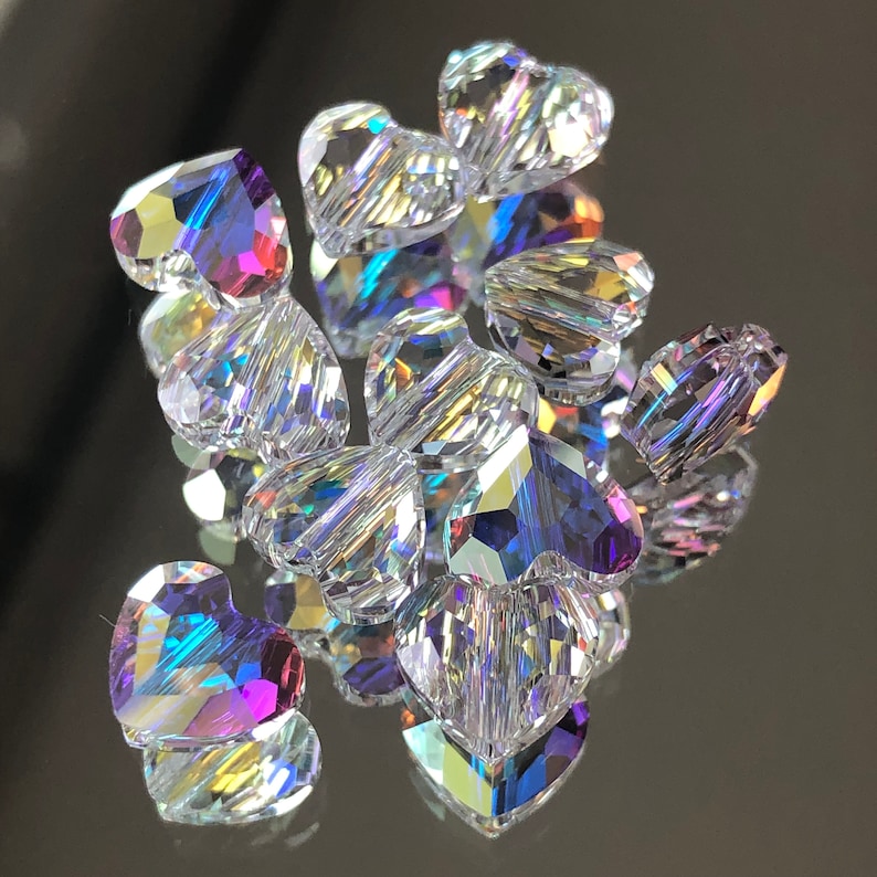 Swarovski Crystal 8mm Heart Beads Crystal AB Heart Love Etsy