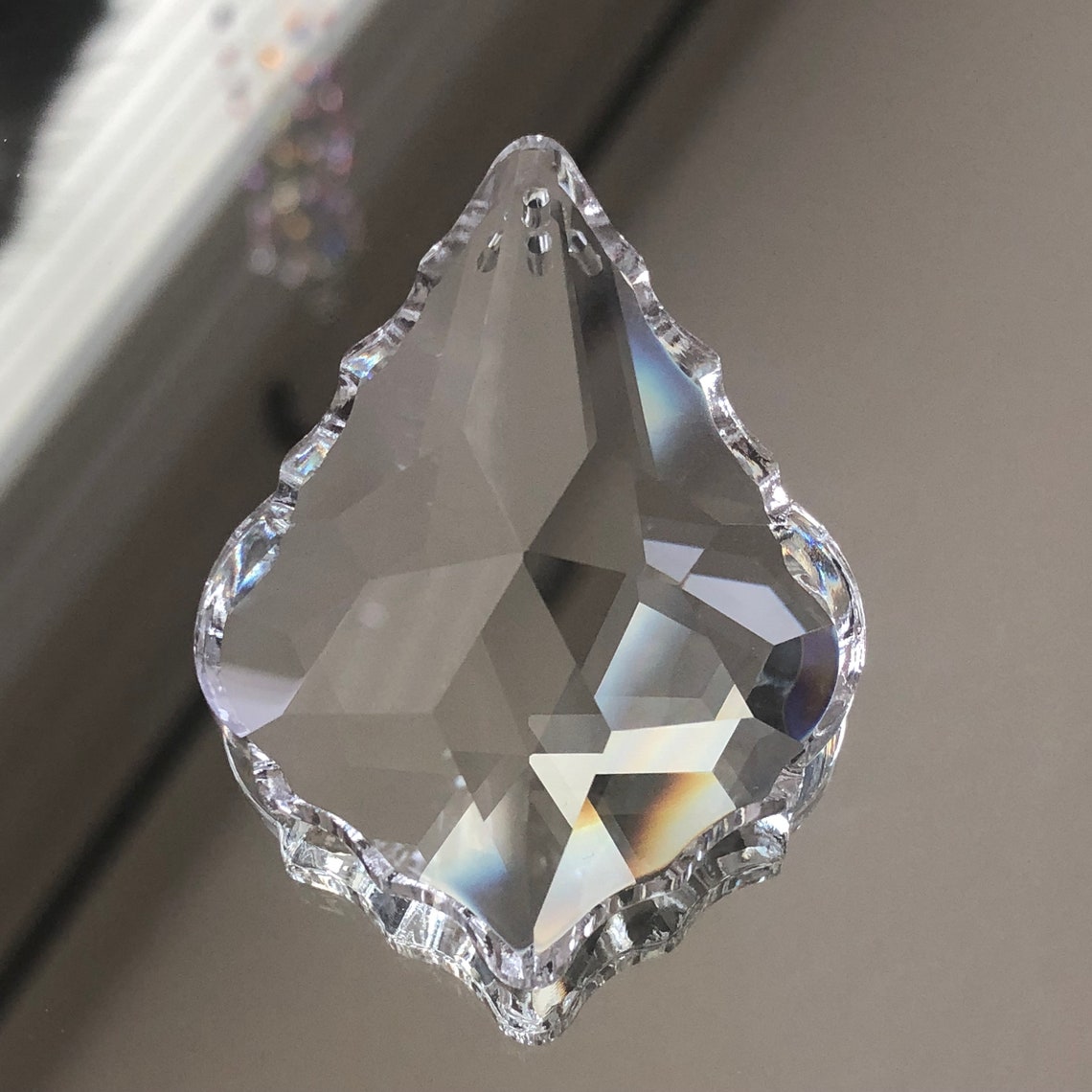 Crystal Prism Pendant XLarge Clear Faceted Crystal Glass Etsy
