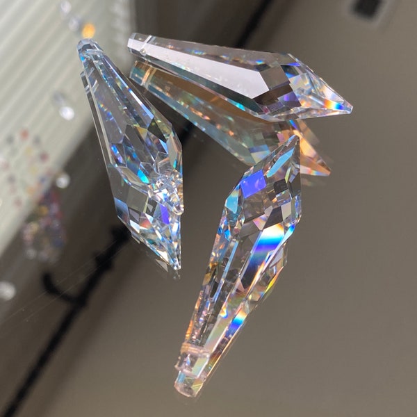 Swarovski Crystals - Icicle Drop Pendant -50mm Crystal/Blue AB Pendant- SWAROVSKI STRASS!! - Icicle Prism - Sold Individually (#179F)