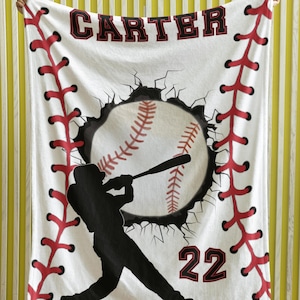 Personalized Baseball Blanket: Custom Name & Number Sherpa Throw