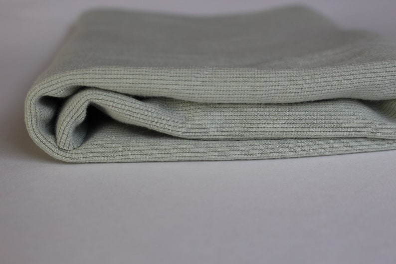 Sage green Knit Ribbing, sold by the half yard image 2