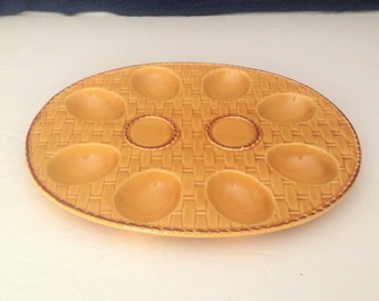 Vintage Ceramic Deviled Egg Tray Plate Harvest Gold Giftcraft Japan