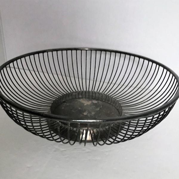 EALES1779 ITALY Silver Plated Metal Wire Round Basket Bowl