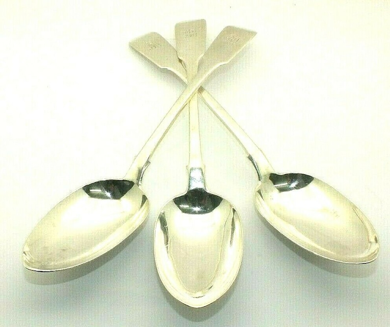 JB WN London 1884 Set of 3 antique solid silver table spoons