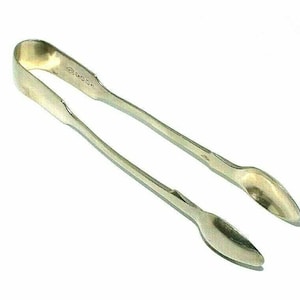 Pair of antique silver plated sugar tongs by William Page and Co