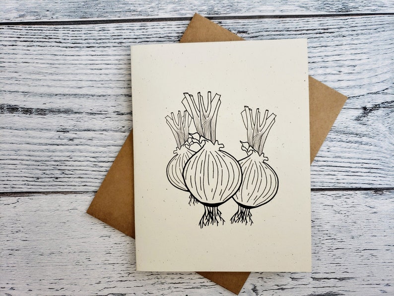 Onion Blank Card Bundle Handmade Greeting Card Pack Botanical Stationary