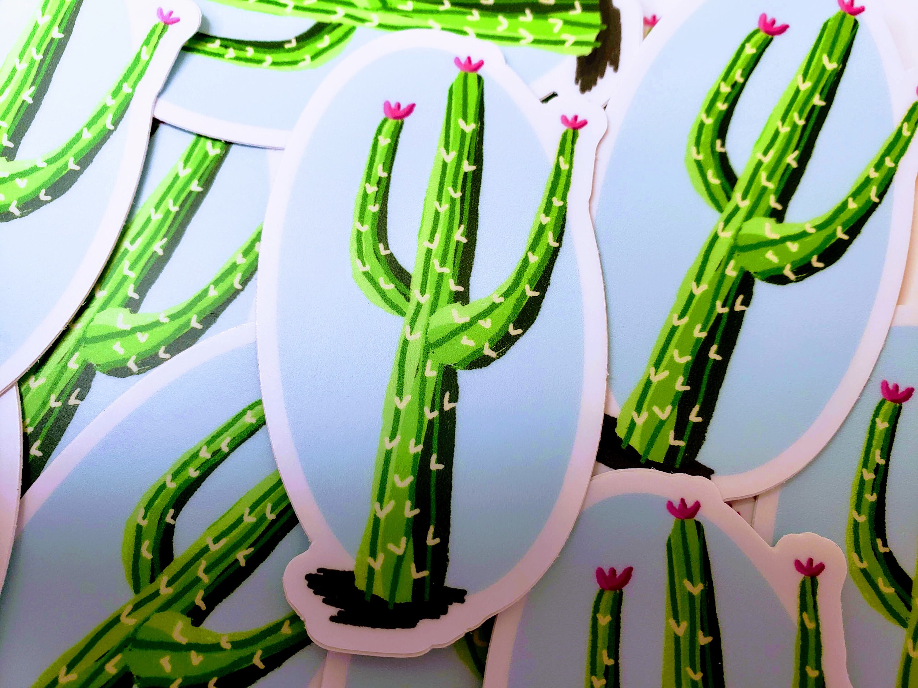 Bright Cactus Sticker Stylized Saguaro Cactus Vinyl Decal Etsy