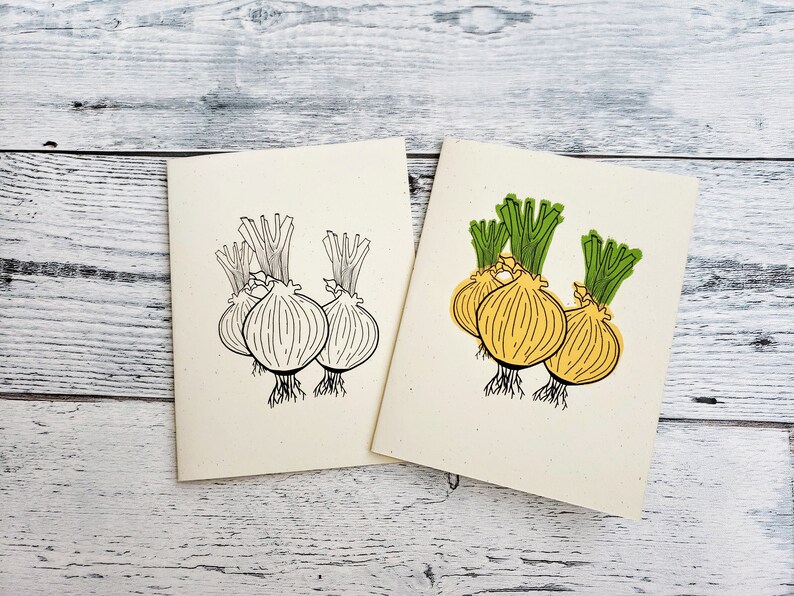 Onion Blank Card Bundle Handmade Greeting Card Pack Botanical Stationary