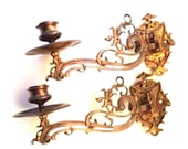 Vintage Pair of Ornate Wall Candle Holders Sconces, Art Nouveau