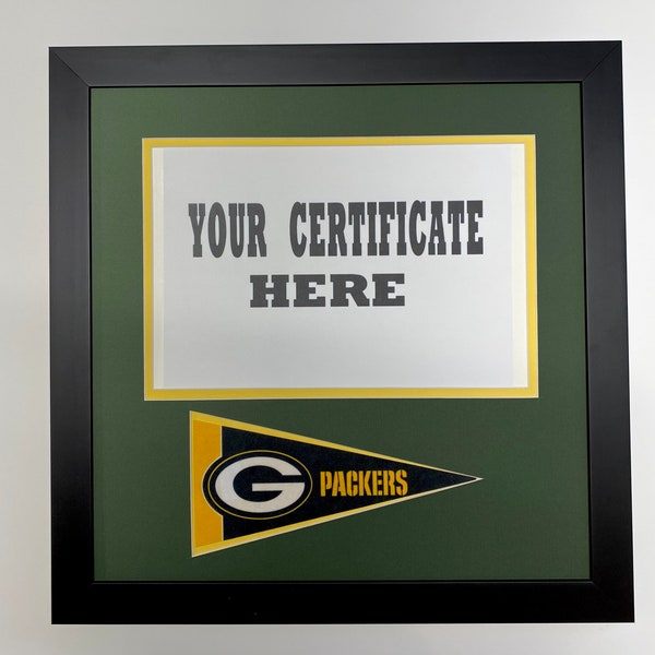 Green Bay Packers custom picture frame to fit Packers stock certificate