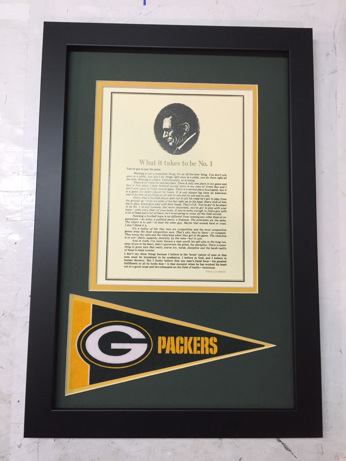 Vince Lombardi What It Takes to Win Framed Photo Speech W/ Etsy