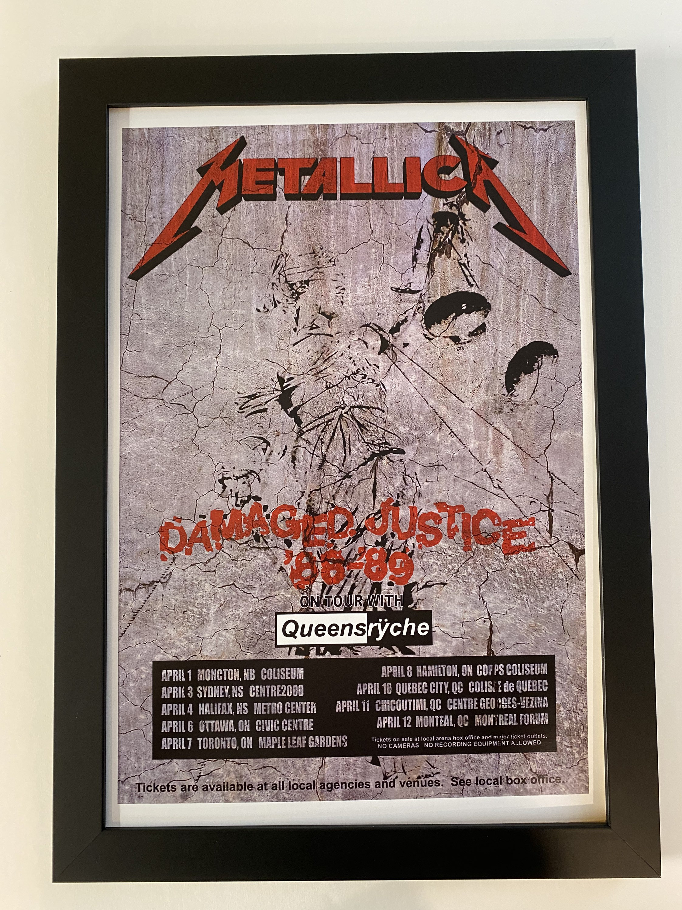 placere mærkelig nikkel Metallica Damaged Justice 1988-89 Framed Tour Poster 13x19 - Etsy