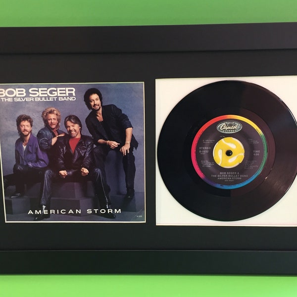 45 Rpm record picture frame displays sleeve and 7" vinyl