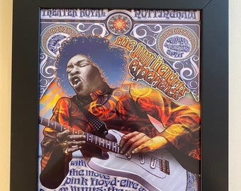 Jimi Hendrix framed 8x10 photo concert poster