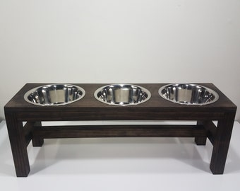 Elevated Dog Feeder 10 Inch Tall with Three 8-Cup Bowls