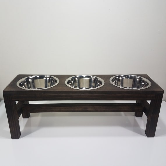 Elevated Dog Feeder 10 Inch Tall with Three 8-Cup Bowls