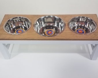 Elevated Dog Feeder 10 Inch with Two 8 Cup and One 12 Cup Bowls