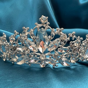 Tiara da sposa in cristallo, corona da sposa in cristallo argento, copricapo da sposa in cristallo, tiara nuziale, corona in argento