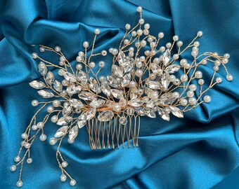 Crystal and Faux Pearl Bridal Comb,  Wedding Hair Comb, Bridal Hair Comb, Crystal and Faux Pearl Bridal Hair Accessory, Wedding Hair, Comb