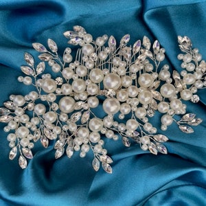 Large Crystal Bridal Hair Comb, Pearl Wedding Hair Comb, Bridal Comb, Pearl Hair Comb, Hair Comb for Wedding, Bridal Hair Piece, Hair Comb